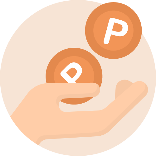 hand holding coin-shape points